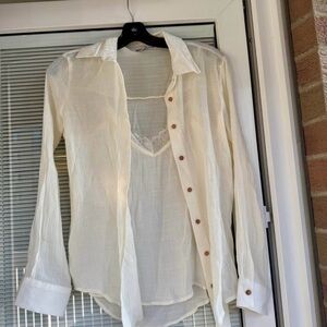 Zara Cream Button-Up Blouse